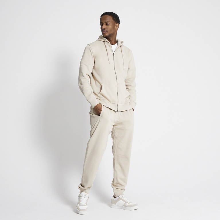 Basic zip hoodie "Rocky" Stone